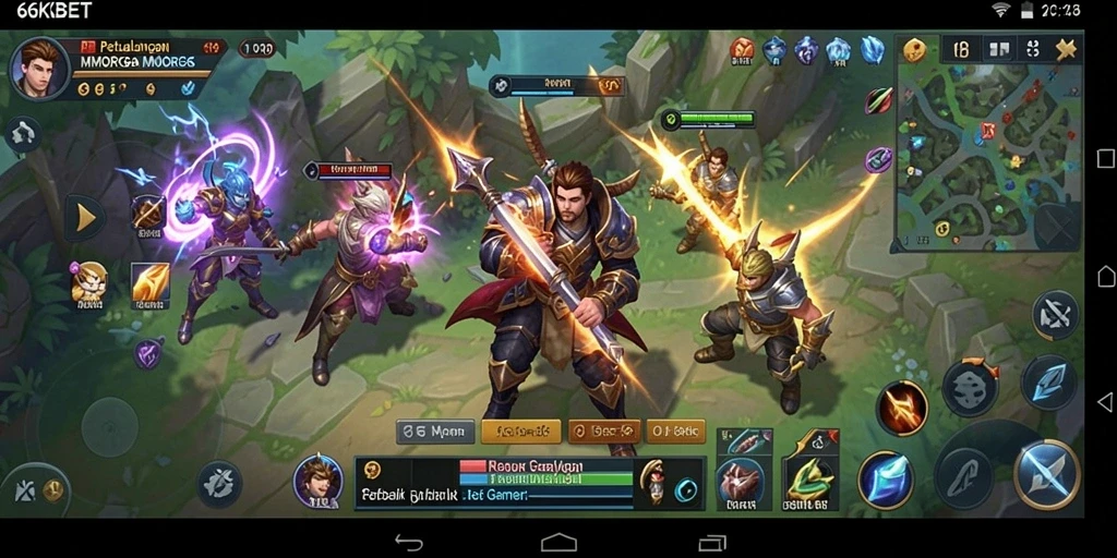 Tangkapan layar utama 66KBET menampilkan pertempuran epik dalam gameplay MMORPG.