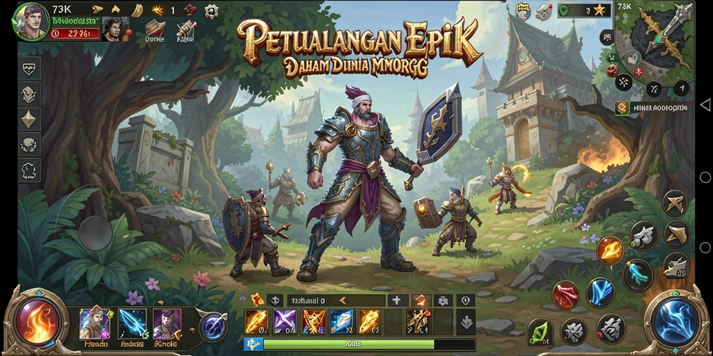 Menampilkan gameplay seru di dunia MMORPG 73K.