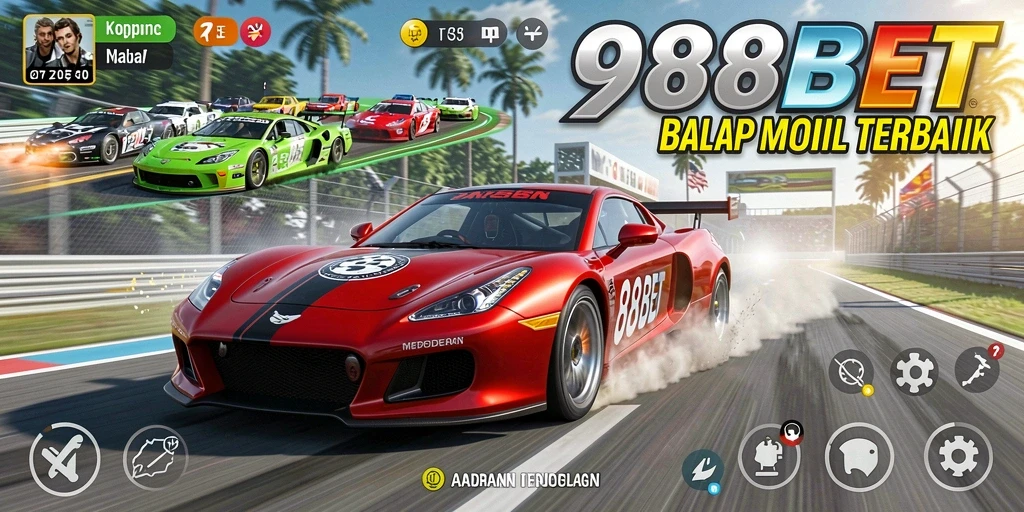 Screenshot aksi intens dari gameplay balap 988BET.