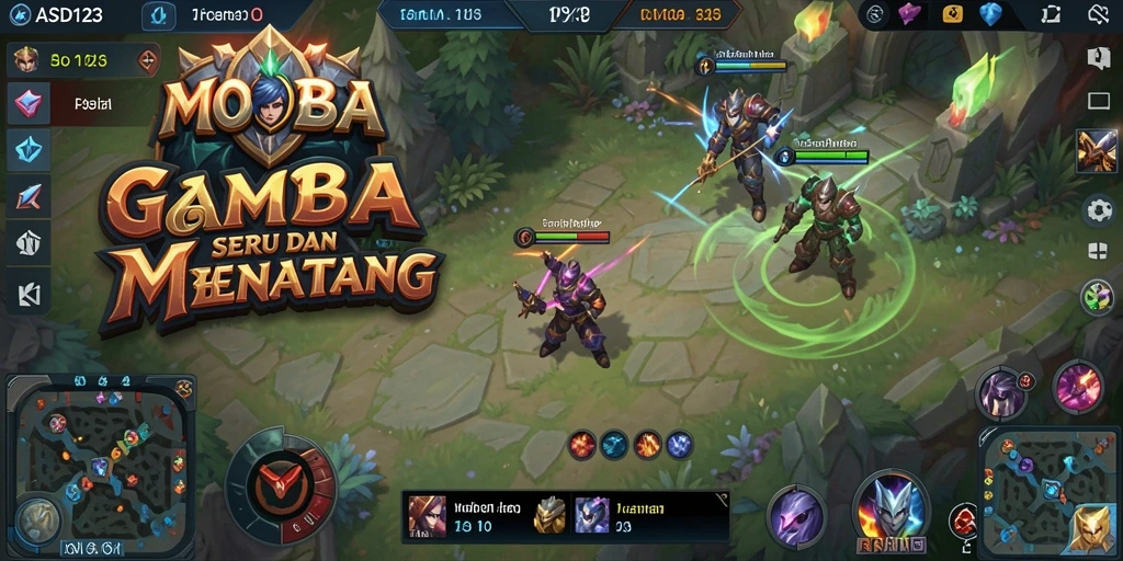 Screenshot gameplay ASD123 dengan aksi seru dalam arena MOBA.