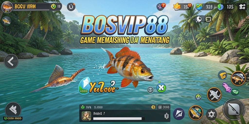Tampilan gameplay memancing yang seru dan menarik di BOSVIP88.
