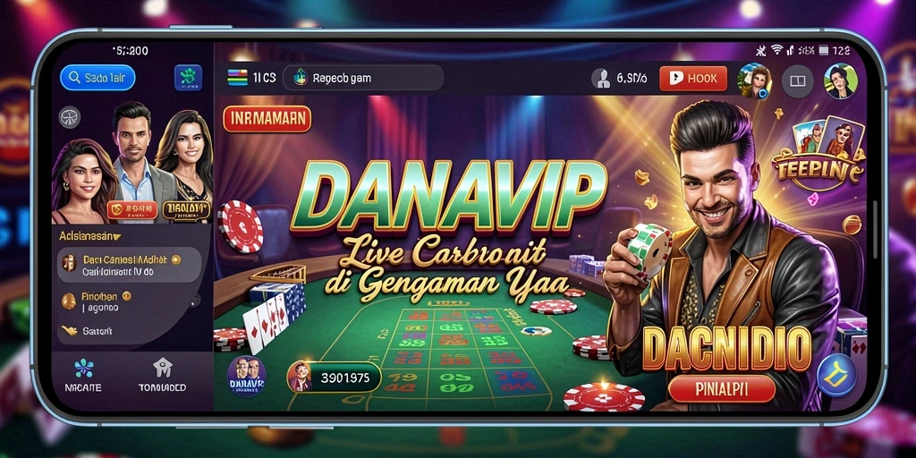 Screenshot gameplay Live Casino di DANAVIP dengan dealer langsung.
