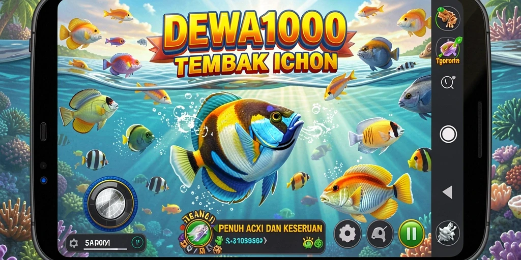 Screenshot gameplay DEWA1000 menampilkan aksi menembak ikan yang seru.