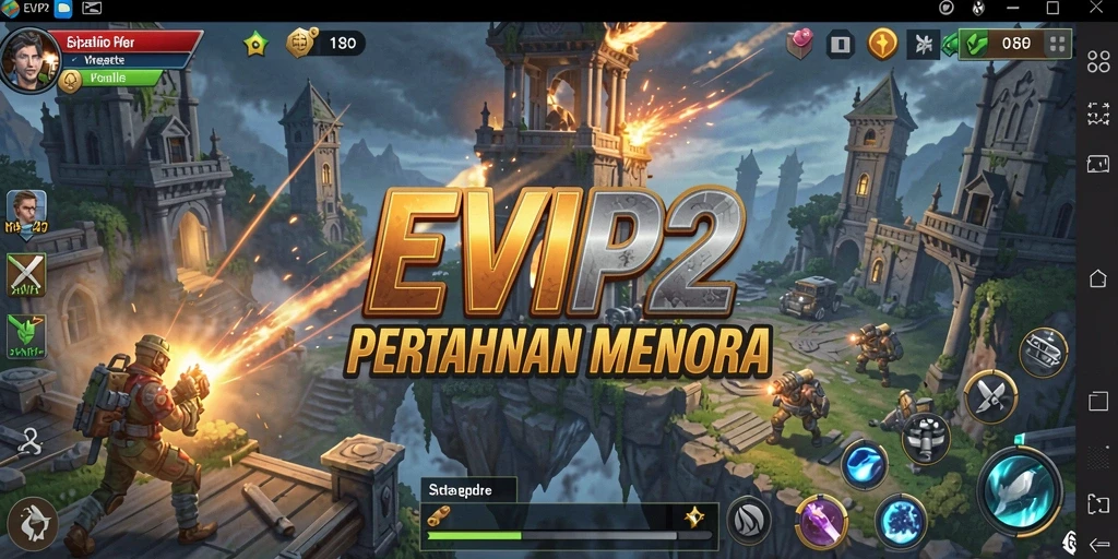 Tampilan aksi seru dari gameplay EVIP2 Tower Defense.