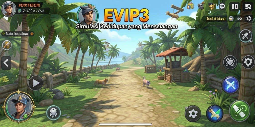 Tangkapan layar gameplay EVIP3 menunjukkan interaksi sosial yang intens dan grafis yang menawan.