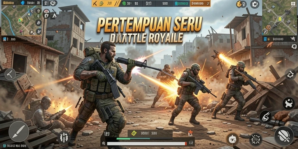 Screenshot menunjukan aksi mendebarkan dalam pertempuran Battle Royale.