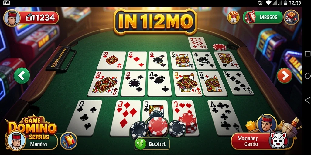 Tampilan gameplay seru domino dengan interaksi pengguna.