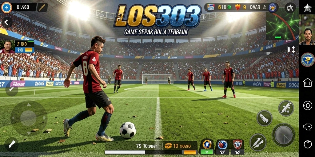 Screenshot utama LOS303 menampilkan aksi pertandingan sepak bola yang dinamis.