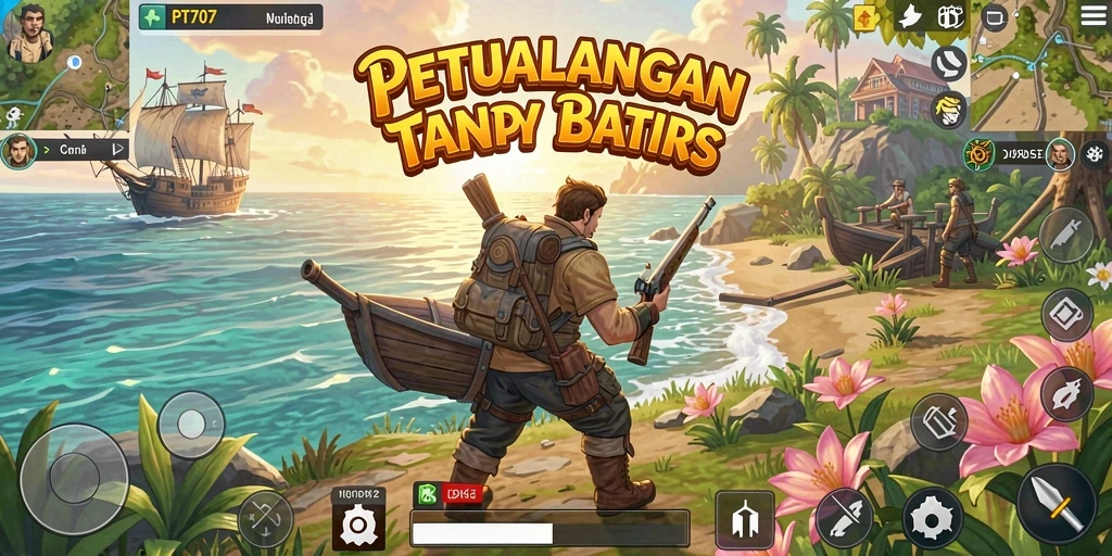 Screenshot utama PT707 menunjukkan aksi seru dalam dunia terbuka.