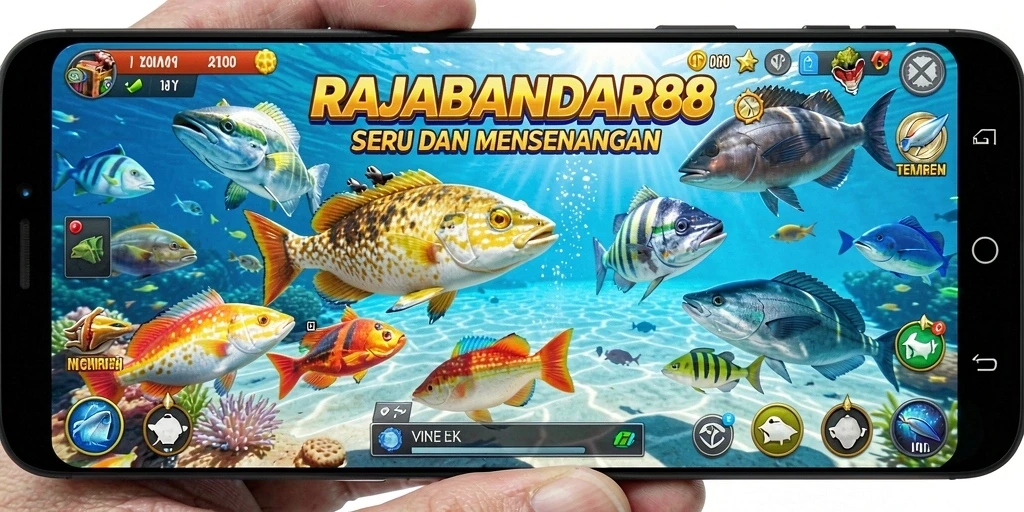 Tampilan gameplay seru dalam RAJABANDAR88 yang menembak ikan.