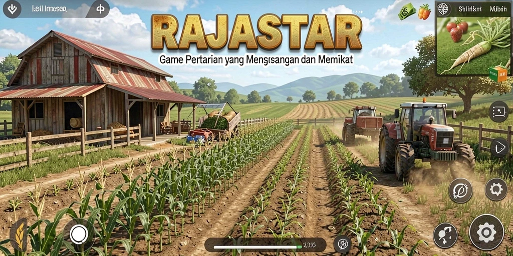Screenshot gameplay RAJASTAR menunjukkan aktivitas bertani yang mendebarkan.