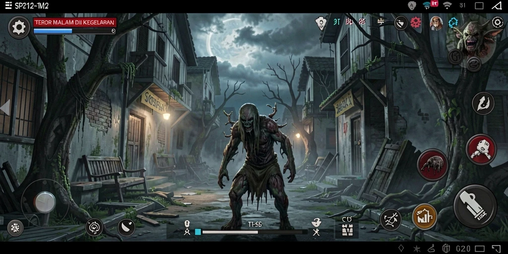 Screenshot gameplay SP212 menampilkan suasana Horror yang mencekam.