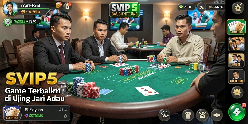 Screenshot gameplay <strong>SVIP5</strong> menampilkan aksi seru permainan Poker yang mendebarkan.