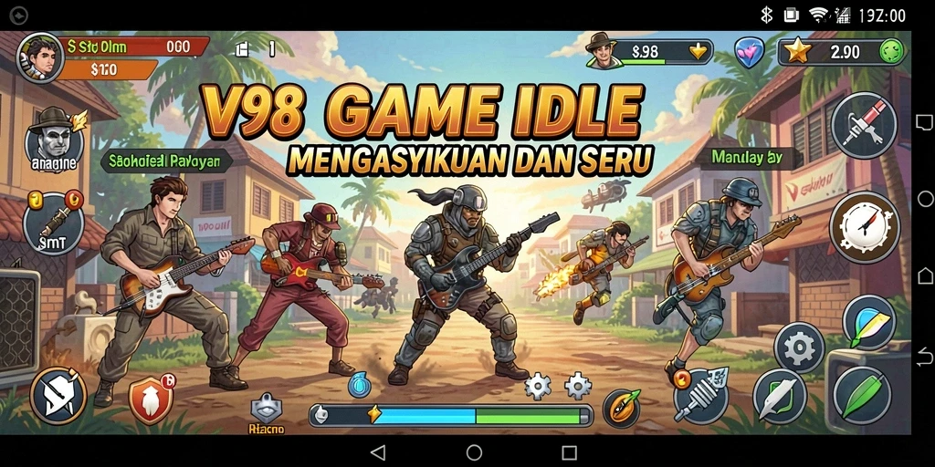Tangkapan layar gameplay V98 menampilkan suasana seru di dunia Idle.