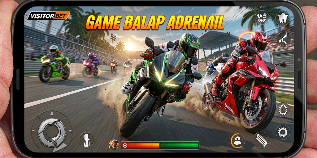 Tampilan gameplay balap motor mendebarkan di VISITORBET.